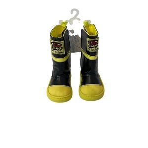 NWT Infant Trimfoot Fireman Boots Size 2 (3-6 Months) Black Yellow Photos